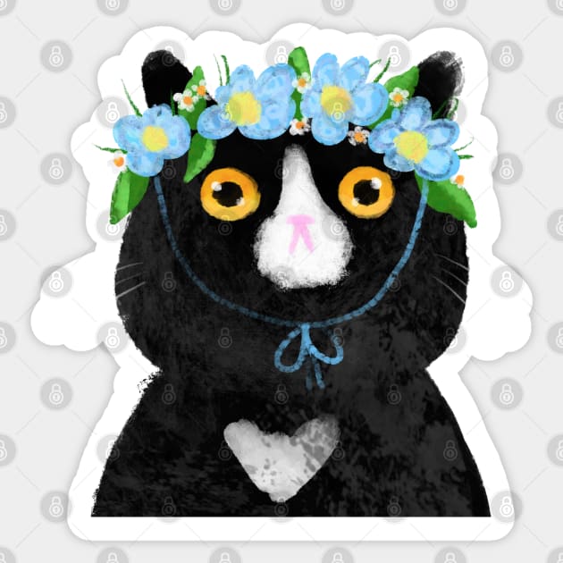 Flower Crown Kitty Sticker by KilkennyCat Art